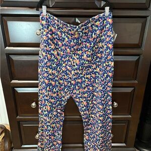 Anthropologie Navy Floral Cropped Pants
